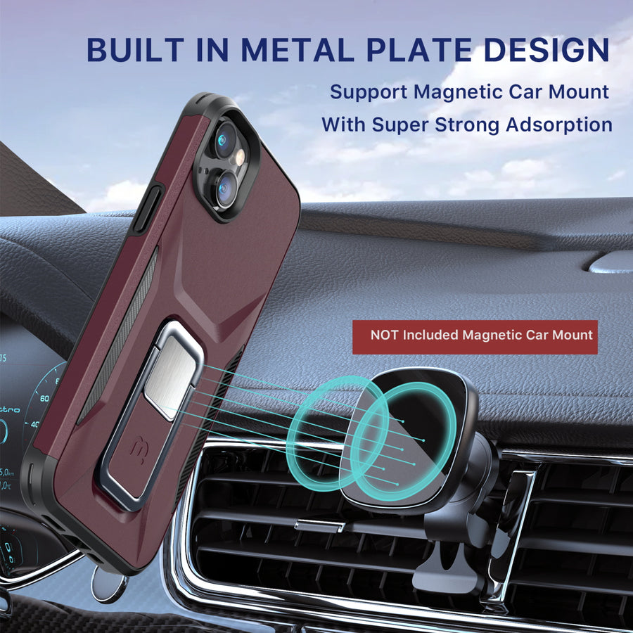 MyBat Pro Antimicrobial Stealth Series (with Stand) for Apple iPhone 17e / 16e / 14 / 13 - Plum / Black - RIP14CSSTSS003-4.jpg