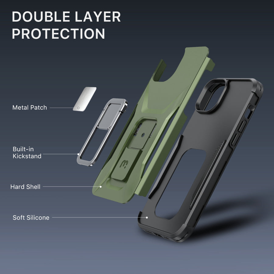 MyBat Pro Antimicrobial Stealth Series (with Stand) for Apple iPhone 17e / 16e / 14 / 13 - Army Green / Black - RIP14CSSTSS004-3.jpg