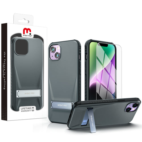 MyBat Pro Beyonder Series Case with Tempered Glass with Kickstand for Apple iPhone 14 Plus - Gray - RIP14MCSAMBS003-1.jpg