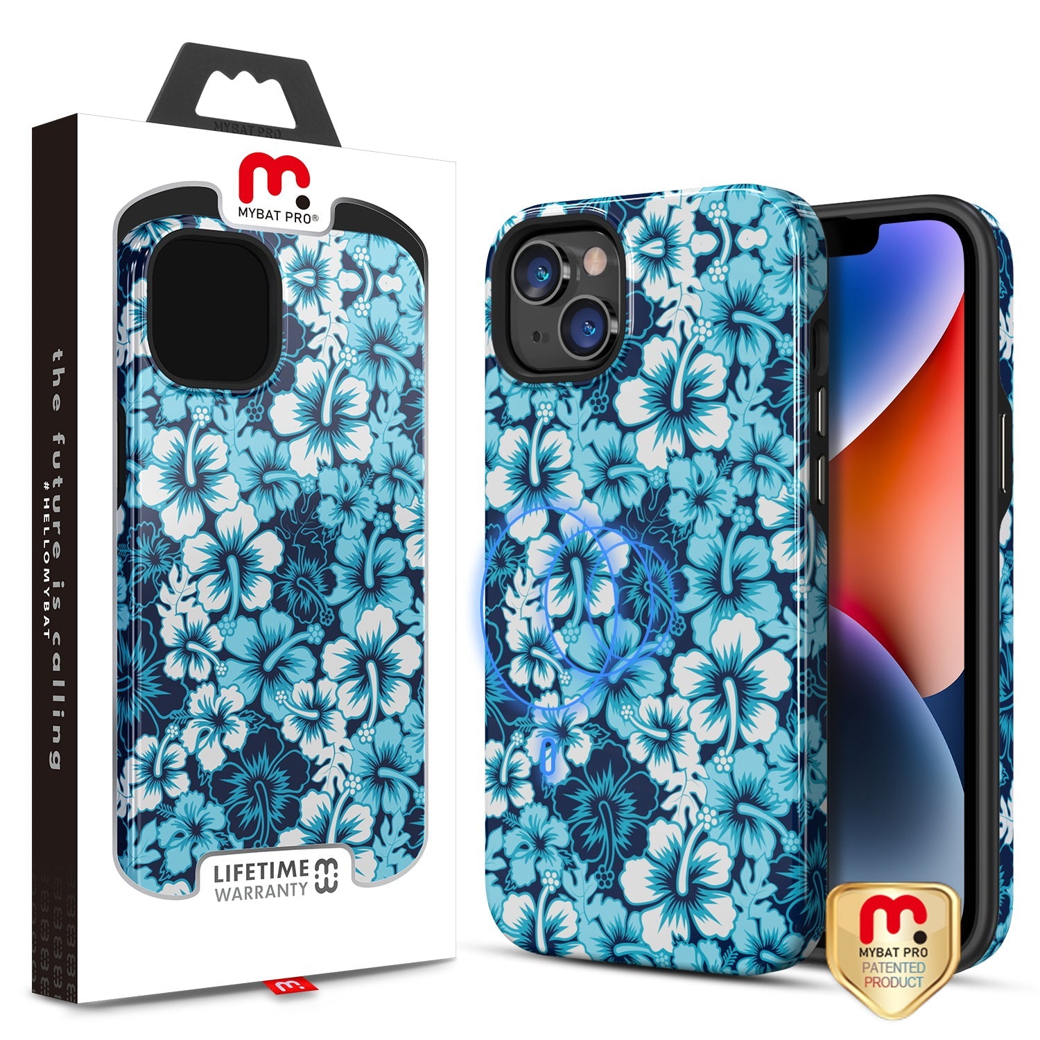 MyBat Pro Fuse Series MagSafe Case for Apple iPhone 14 Plus - Blue Hibiscus
