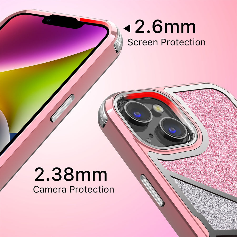 MyBat Pro TUFF Kleer Hybrid Case for Apple iPhone 14 Plus - Electroplated Rose Gold / Transparent Clear Mini Crystals & Glitter - RIP14MCSE4TD223-8.jpg