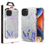 MyBat Pro TUFF Kleer Hybrid Case for Apple iPhone 14 Plus - White Marbling / Electroplating Silver