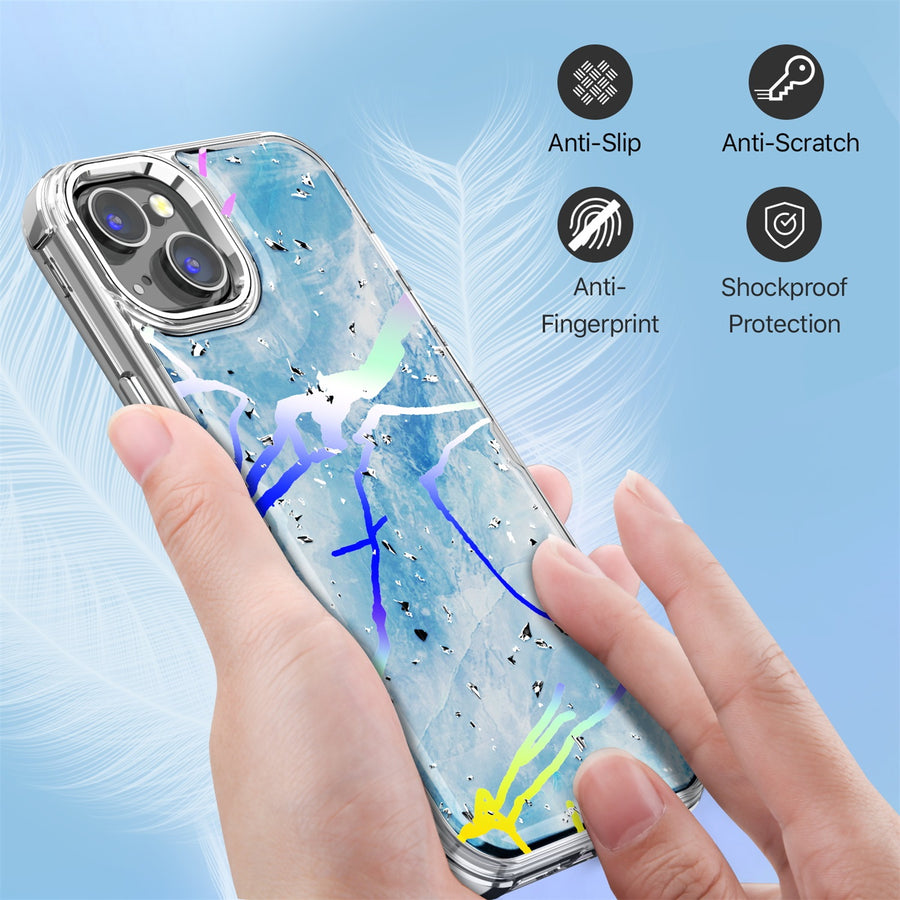 MyBat Pro TUFF Kleer Hybrid Case for Apple iPhone 14 Plus - Blue Marbling / Electroplating Silver - RIP14MCSE4TM203-3.jpg