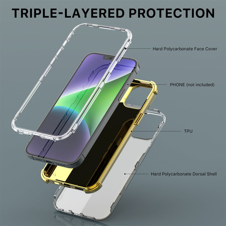 MyBat Pro TUFF Kleer Hybrid Case for Apple iPhone 14 Plus - Black Marbling / Electroplating Gold - RIP14MCSE4TM204-4.jpg