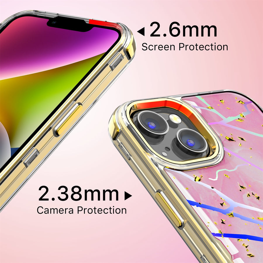 MyBat Pro TUFF Kleer Hybrid Case for Apple iPhone 14 Plus - Pink Marbling / Electroplating Gold - RIP14MCSE4TM205-8.jpg