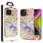 MyBat Pro TUFF Kleer Hybrid Case for Apple iPhone 14 Plus - Pale Yellow Marbling / Electroplating Gold