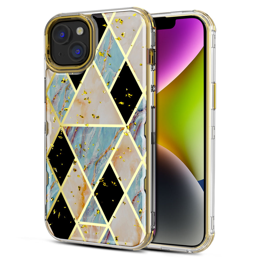 MyBat Pro TUFF Kleer Hybrid Case for Apple iPhone 14 Plus - Electroplated Blue Marble / Electroplating Gold - RIP14MCSE4TM254-2.jpg