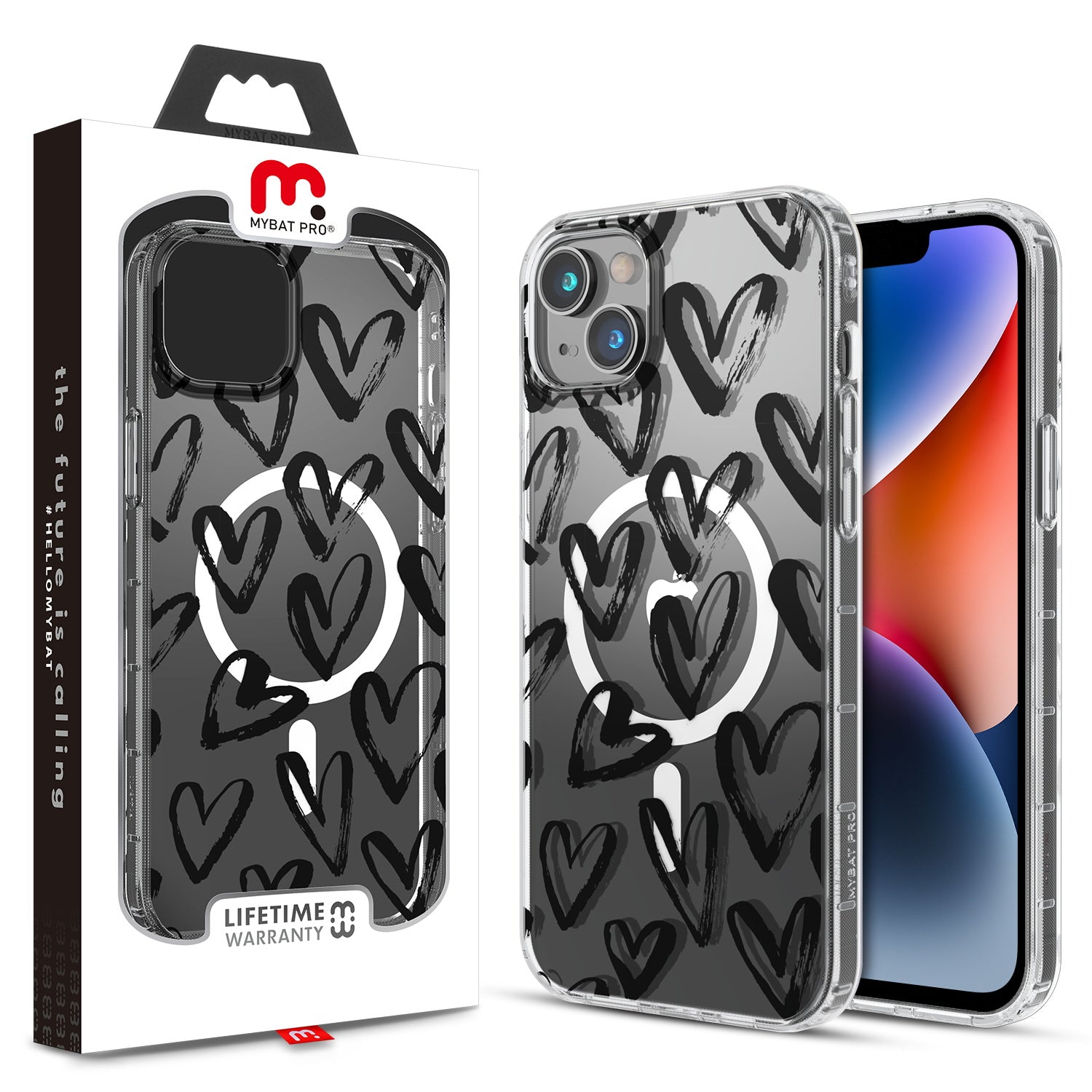 MyBat Pro Mood Series MagSafe Case for Apple iPhone 14 Plus - Black Hearts