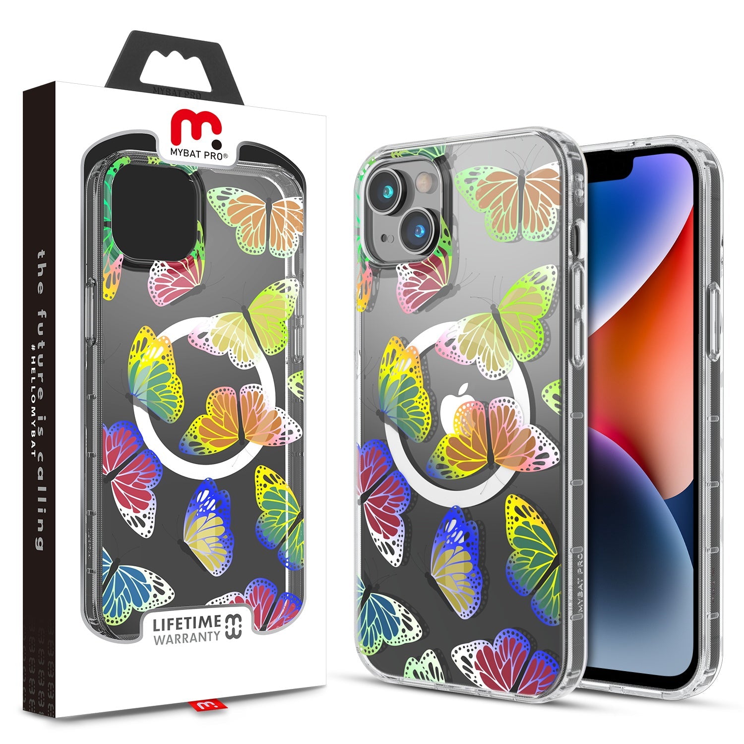 MyBat Pro Mood Series MagSafe Case for Apple iPhone 14 Plus - Neon Butterflies