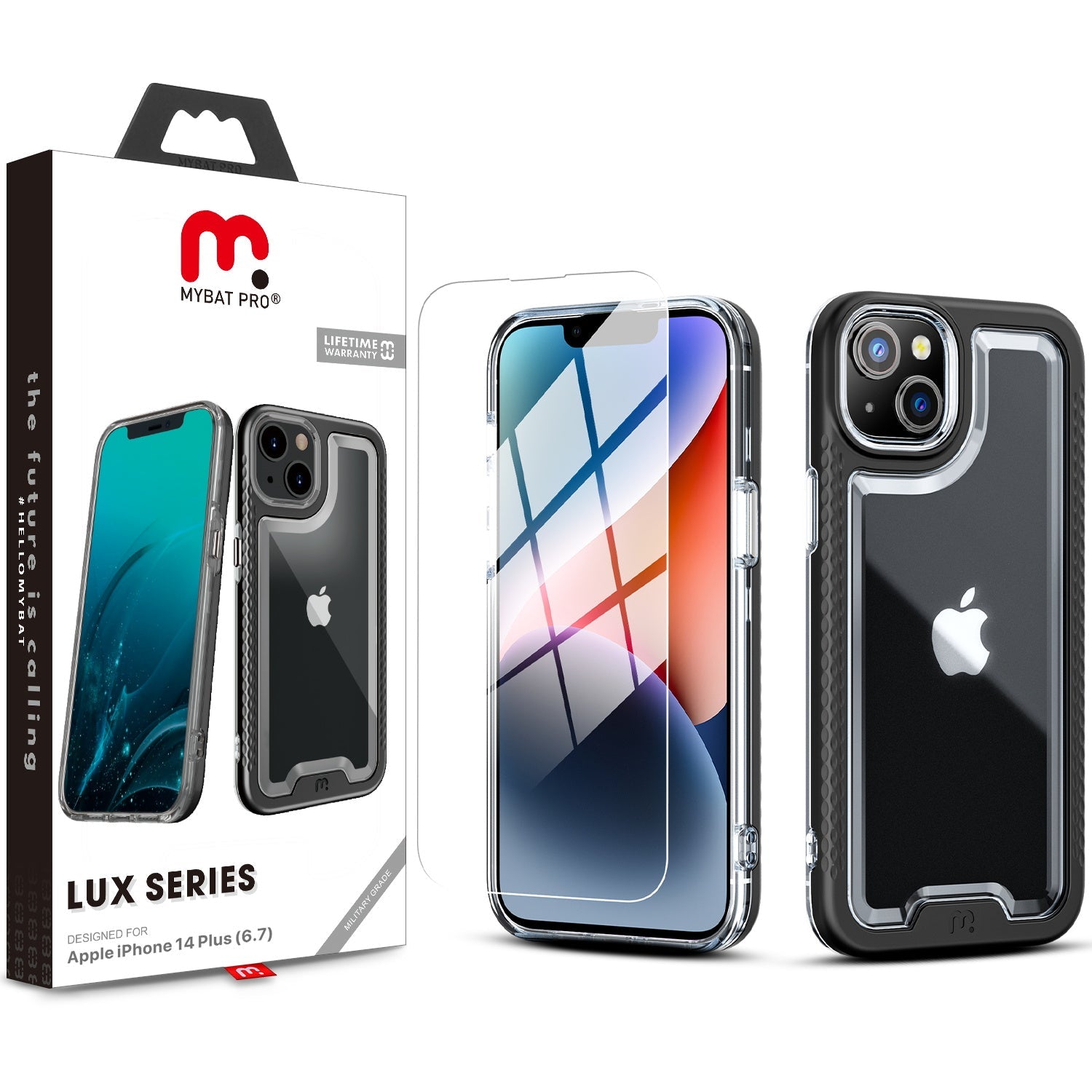 MyBat Pro Lux Series Case with Tempered Glass for Apple iPhone 14 Plus - Black