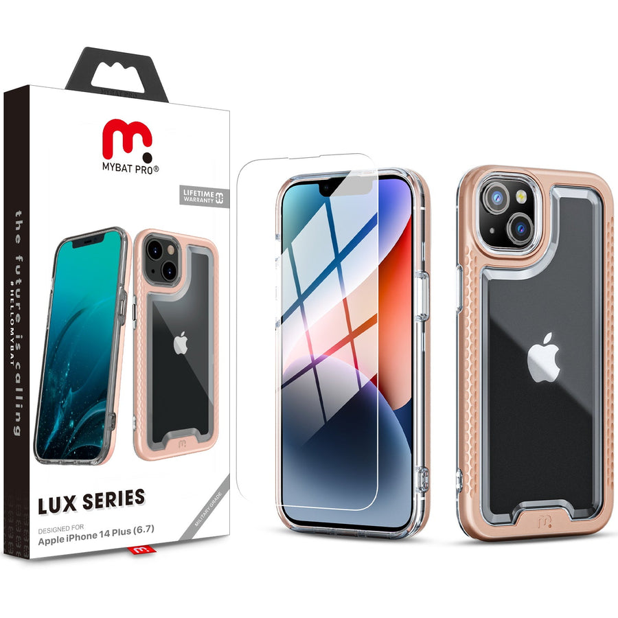MyBat Pro Lux Series Case with Tempered Glass for Apple iPhone 14 Plus - Rose Gold