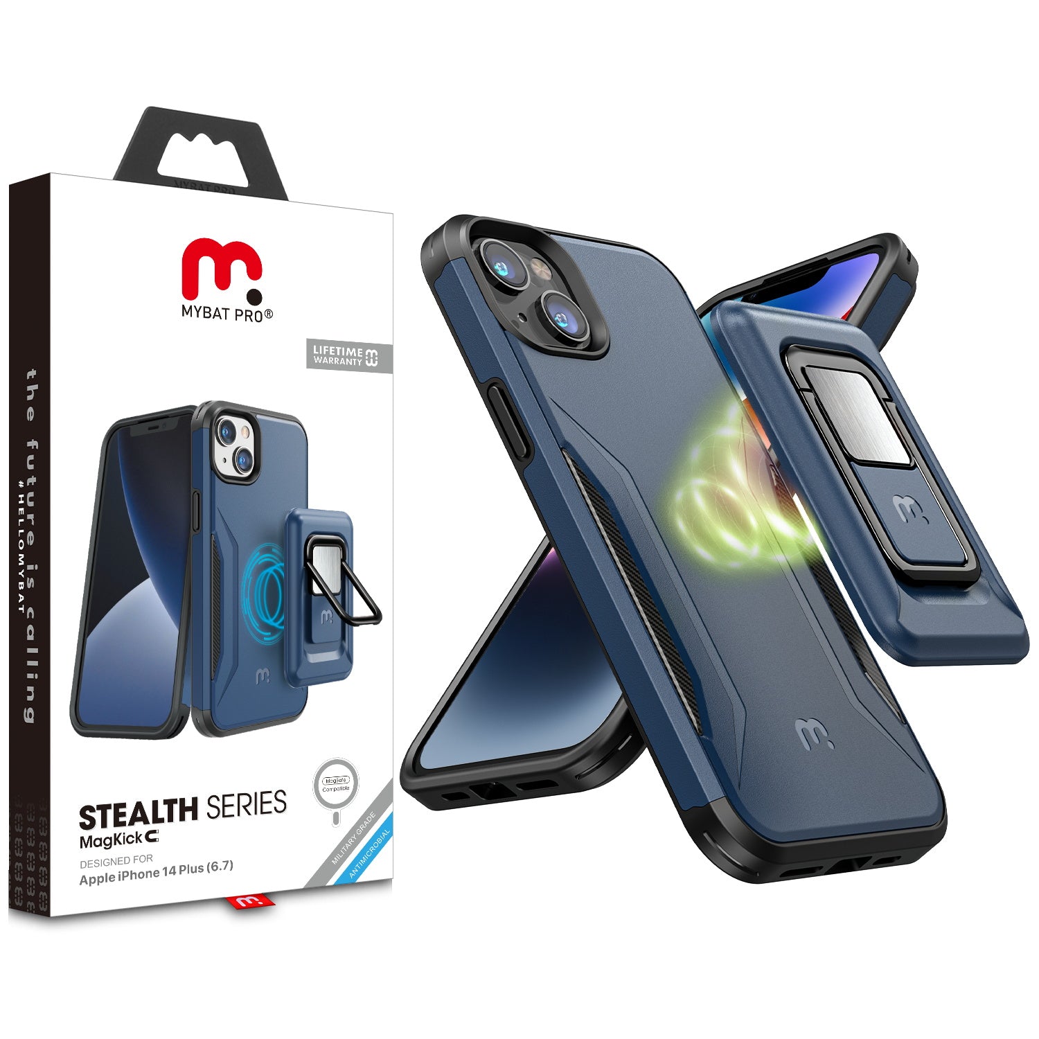 MyBat Pro Antimicrobial Stealth Series MagKick for Apple iPhone 14 Plus - Blue / Black