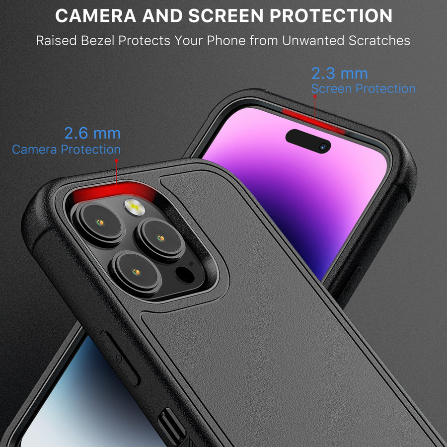 MyBat Pro Antimicrobial Maverick Series Case with Holster and Tempered Glass for Apple iPhone 14 Pro - Black / Black - RIP14PCS3NXS001-5.JPG