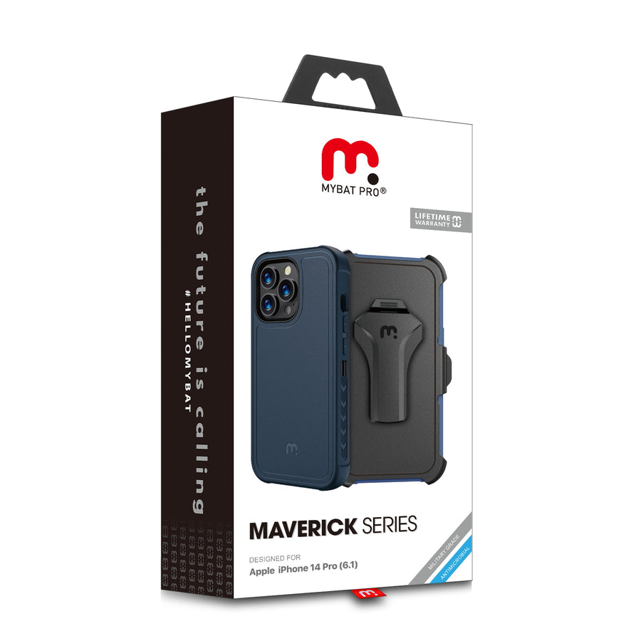 MyBat Pro Maverick Series Case w/ Holster and Tempered Glass for Apple iPhone 14 Pro - Blue - RIP14PCS3NXS002-9.jpg