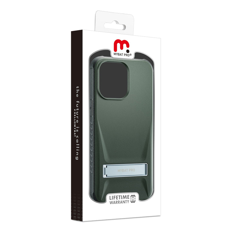 MyBat Pro Beyonder Series Case with Tempered Glass with Kickstand for Apple iPhone 14 Pro - Blackish Green