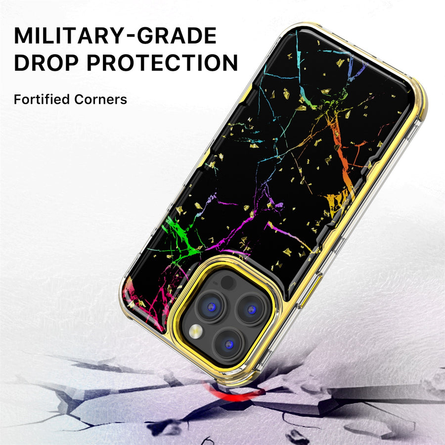 MyBat Pro TUFF Kleer Hybrid Case for Apple iPhone 14 Pro - Black Marbling / Electroplating Gold - RIP14PCSE4TM204-5.jpg