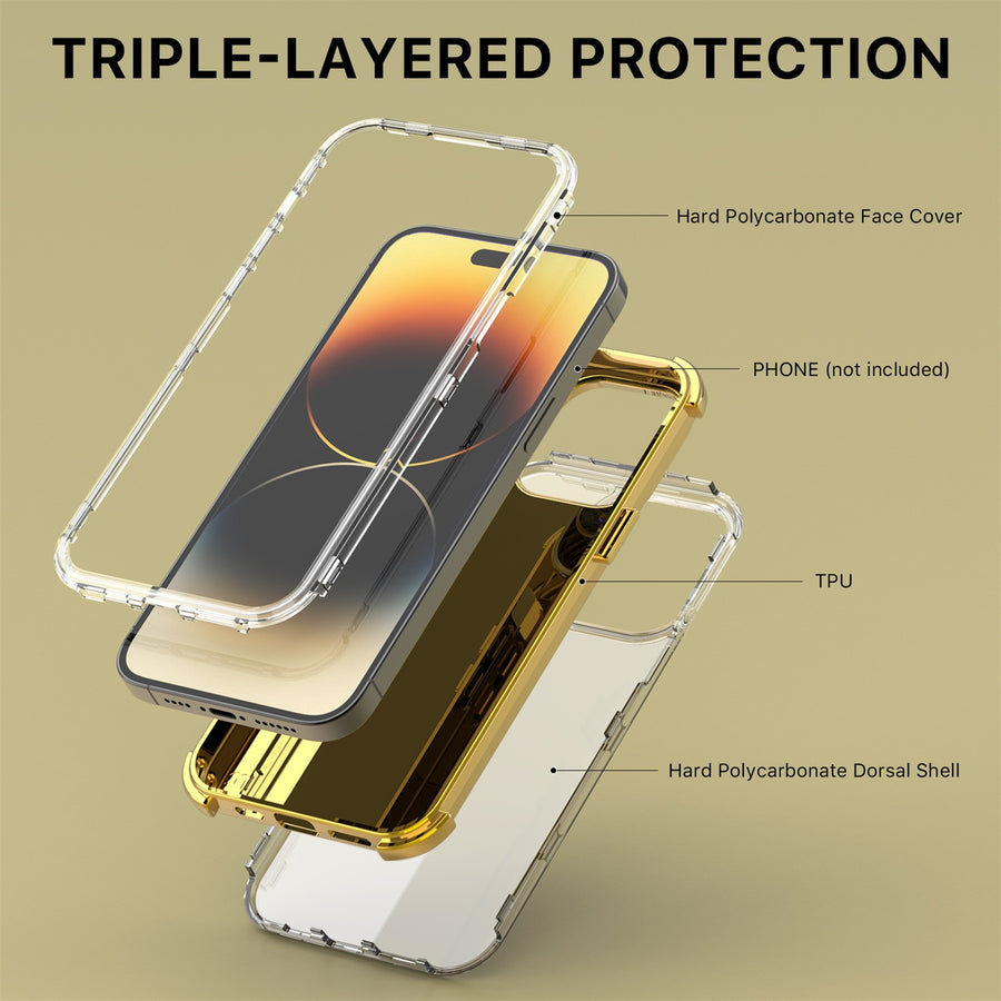 MyBat Pro TUFF Kleer Hybrid Case for Apple iPhone 14 Pro - Electroplated Blue Marble / Electroplating Gold - RIP14PCSE4TM254-4.jpg