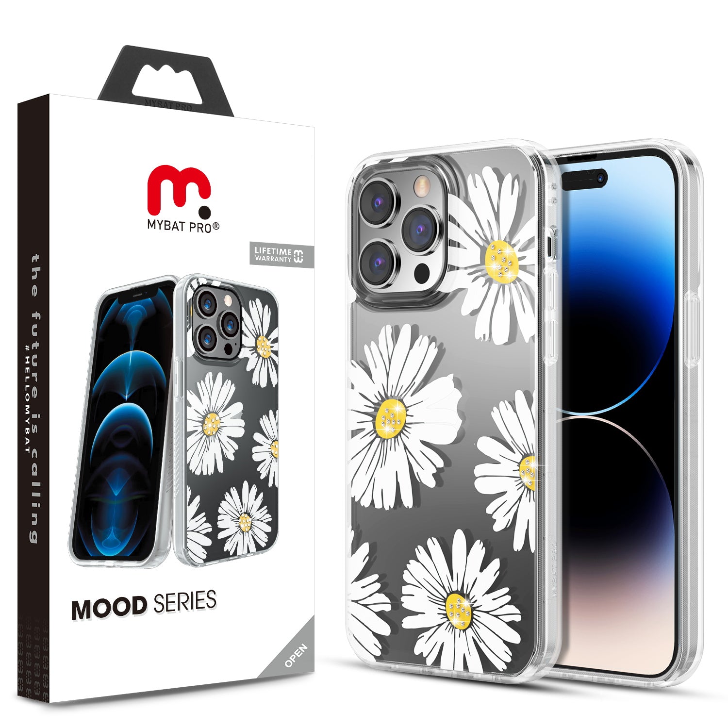 MyBat Pro Mood Series Case (with Diamonds) for Apple iPhone 14 Pro - Happy