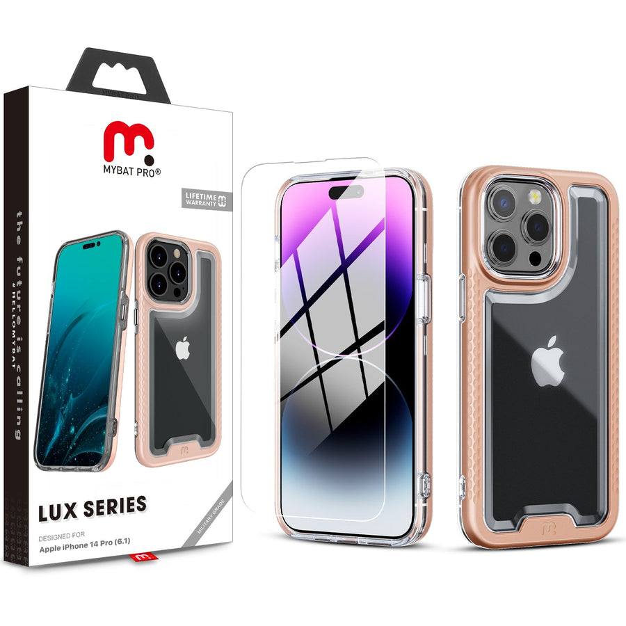 MyBat Pro Lux Series Case with Tempered Glass for Apple iPhone 14 Pro - Rose Gold