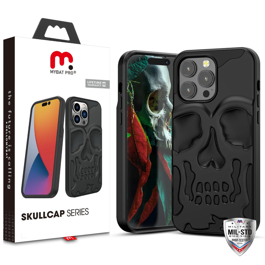 MyBat Pro Skullcap Hybrid Protector Cover for Apple iPhone 14 Pro - Jet Black / Black