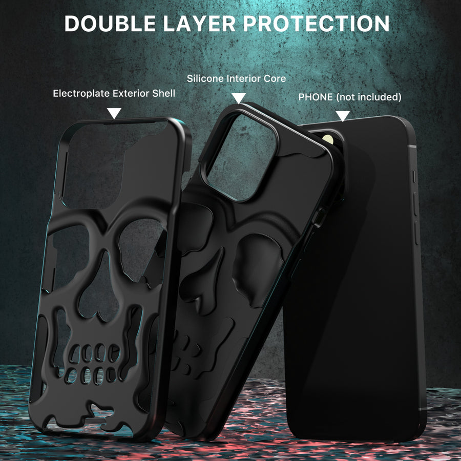 MyBat Pro Skullcap Hybrid Protector Cover for Apple iPhone 14 Pro - Jet Black / Black - RIP14PCSSLCS001-3.jpg