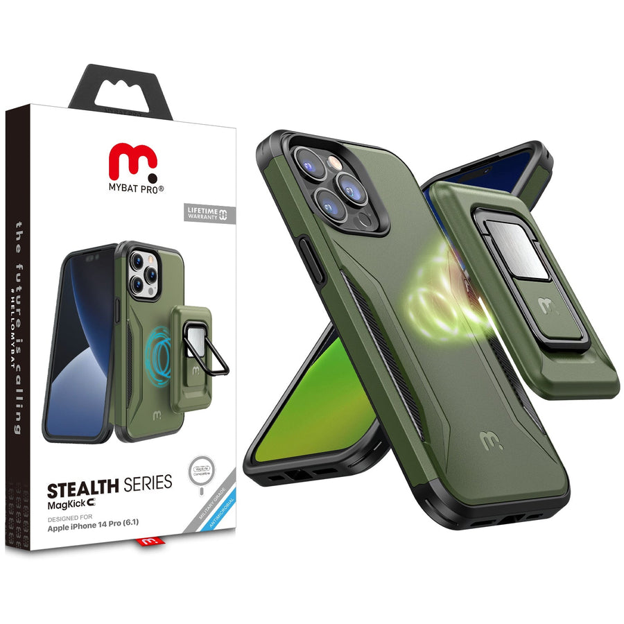 MyBat Pro Antimicrobial Stealth Series MagKick for Apple iPhone 14 Pro - Army Green / Black