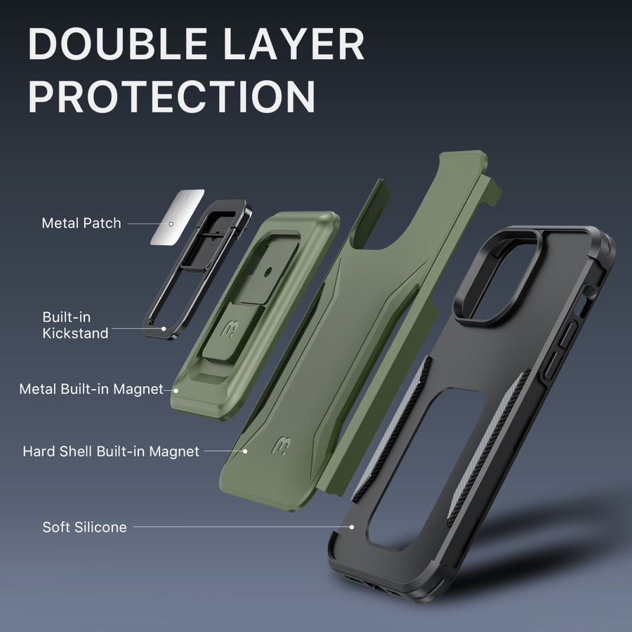 MyBat Pro Antimicrobial Stealth Series MagKick for Apple iPhone 14 Pro - Army Green / Black - RIP14PCSSMKS004-3.jpg