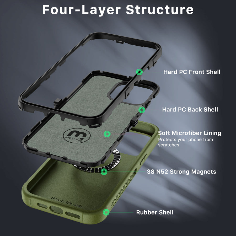 MyBat Pro Maverick Series MagSafe Case w/ Holster and Tempered Glass for Apple iPhone 14 Pro Max - Army Green - RIP14PMCS3NXMS004-5.jpg