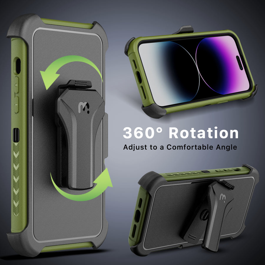 MyBat Pro Maverick Series MagSafe Case w/ Holster and Tempered Glass for Apple iPhone 14 Pro Max - Army Green - RIP14PMCS3NXMS004-7.jpg