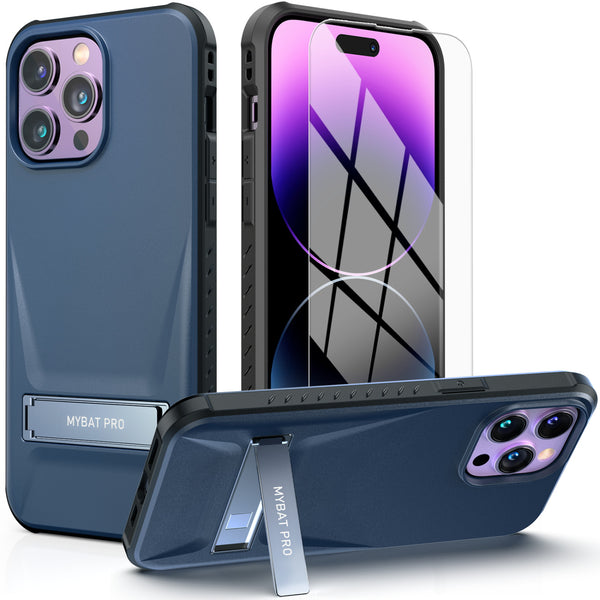 MyBat Pro Beyonder Series Case with Tempered Glass with Kickstand for Apple iPhone 14 Pro Max - Dark Blue - RIP14PMCSAMBS002-2.jpg