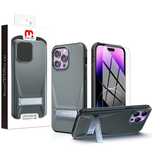 MyBat Pro Beyonder Series Case with Tempered Glass with Kickstand for Apple iPhone 14 Pro Max - Gray - RIP14PMCSAMBS003-1.jpg