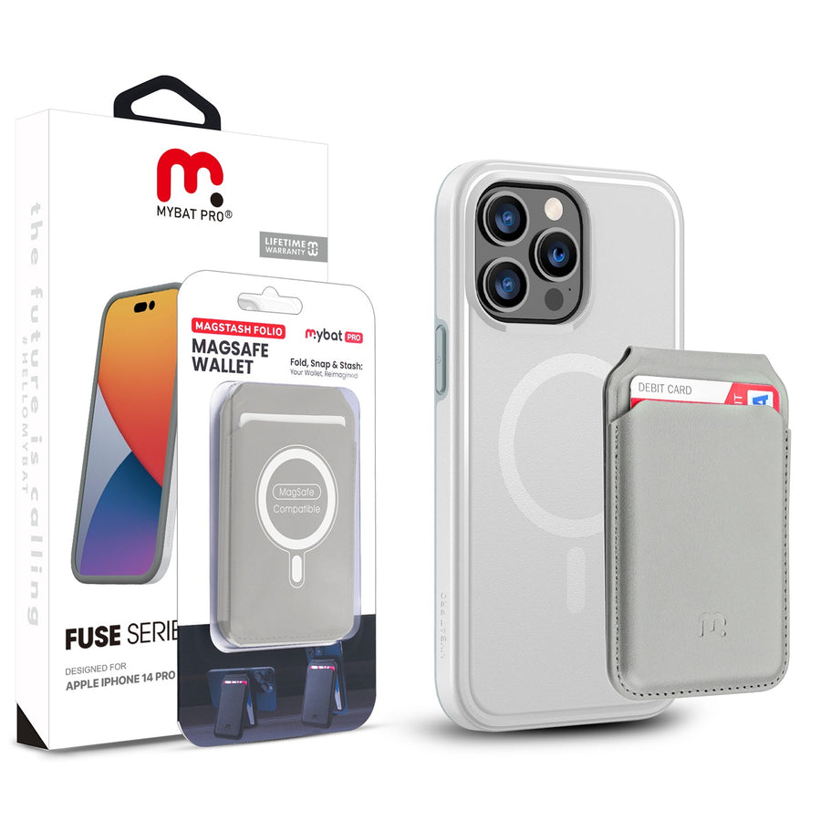 MyBat Pro Fuse Series Case Bundle + MagStash Wallet Folio for Apple iPhone 14 Pro Max - White  / Gray - RIP14PMCSD5MS108-CH413-1.jpg