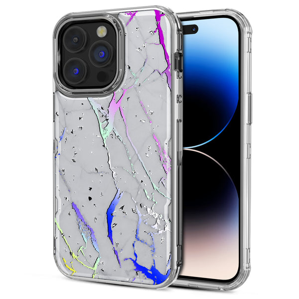 MyBat Pro TUFF Kleer Hybrid Case for Apple iPhone 14 Pro Max - White Marbling / Electroplating Silver - RIP14PMCSE4TM201-2.jpg