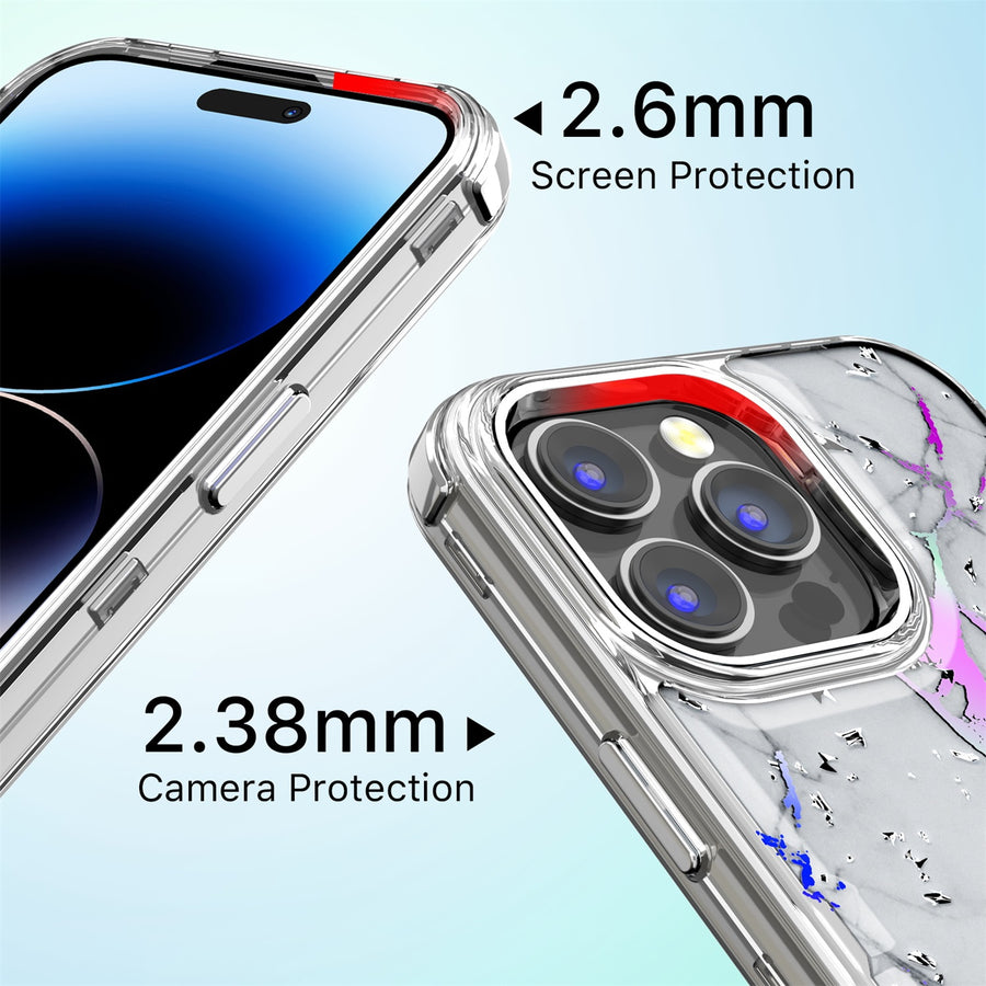 MyBat Pro TUFF Kleer Hybrid Case for Apple iPhone 14 Pro Max - White Marbling / Electroplating Silver - RIP14PMCSE4TM201-8.jpg