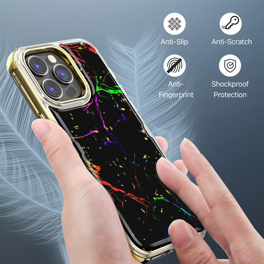 MyBat Pro TUFF Kleer Hybrid Case for Apple iPhone 14 Pro Max - Black Marbling / Electroplating Gold - RIP14PMCSE4TM204-3.jpg