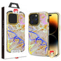 MyBat Pro TUFF Kleer Hybrid Case for Apple iPhone 14 Pro Max - Pale Yellow Marbling / Electroplating Gold