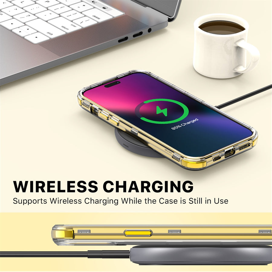 MyBat Pro TUFF Kleer Hybrid Case for Apple iPhone 14 Pro Max - Pale Yellow Marbling / Electroplating Gold - RIP14PMCSE4TM206-7.jpg