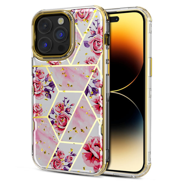 MyBat Pro TUFF Kleer Hybrid Case for Apple iPhone 14 Pro Max - Electroplated Roses Marble / Electroplating Gold - RIP14PMCSE4TM251-2.jpg