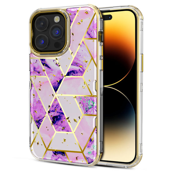 MyBat Pro TUFF Kleer Hybrid Case for Apple iPhone 14 Pro Max - Electroplated Purple Marble / Electroplating Gold - RIP14PMCSE4TM252-2.jpg