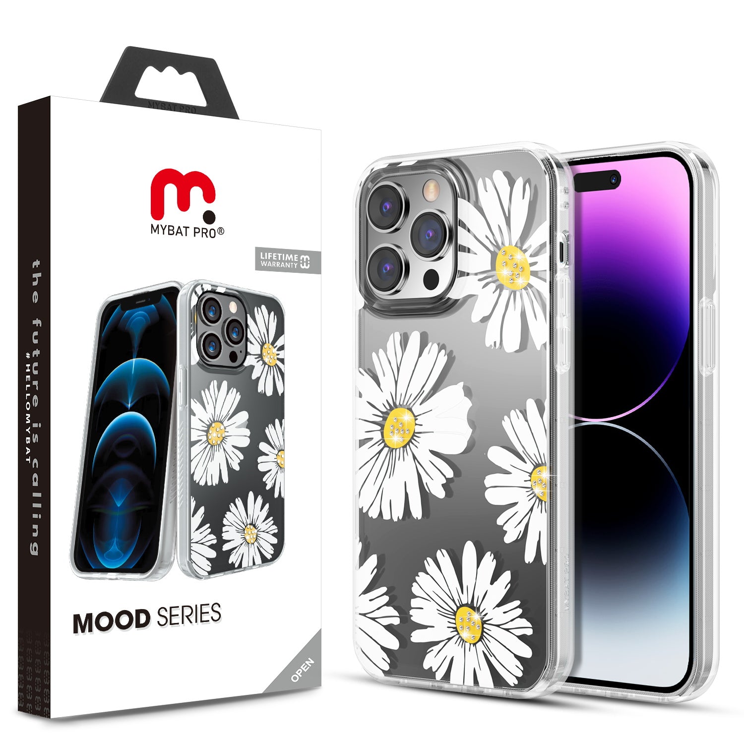MyBat Pro Mood Series Case (with Diamonds) for Apple iPhone 14 Pro Max - Happy