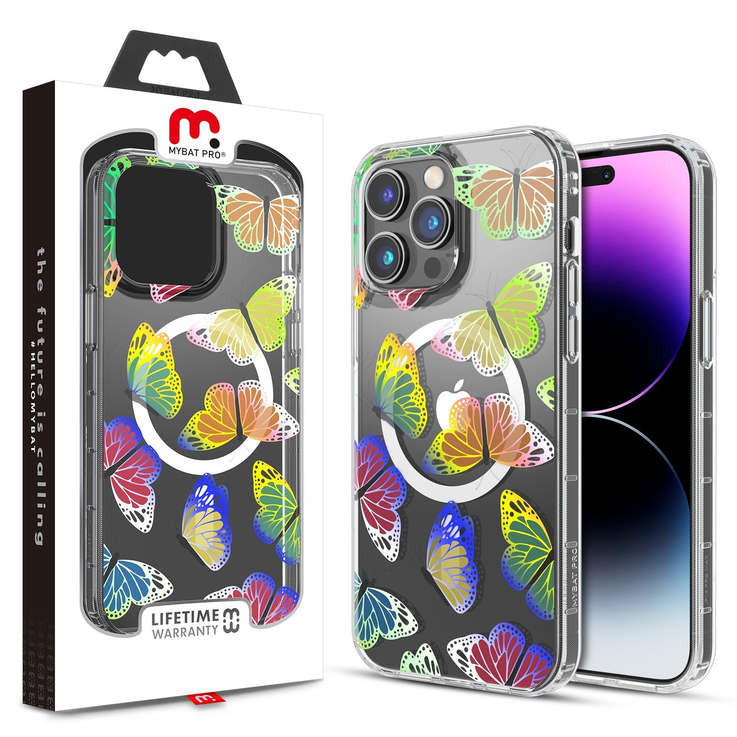 MyBat Pro Mood Series MagSafe Case for Apple iPhone 14 Pro Max - Neon Butterflies