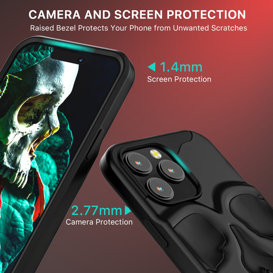MyBat Pro Skullcap Hybrid Protector Cover for Apple iPhone 14 Pro Max - Jet Black / Black - RIP14PMCSSLCS001-6.jpg