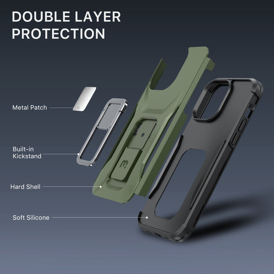 MyBat Pro Antimicrobial Stealth Series (with Stand) for Apple iPhone 14 Pro Max - Army Green / Black - RIP14PMCSSTSS004-3.jpg