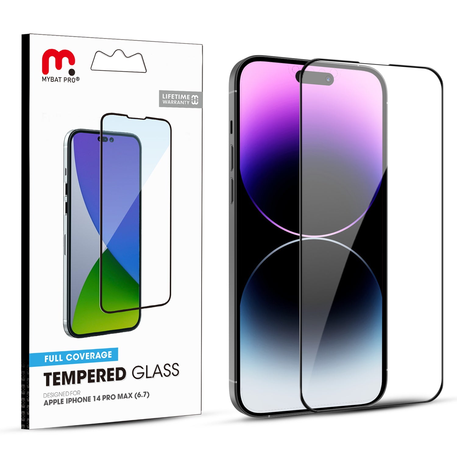 MyBat Pro Full Coverage Tempered Glass Screen Protector for Apple iPhone 14 Pro Max - Black