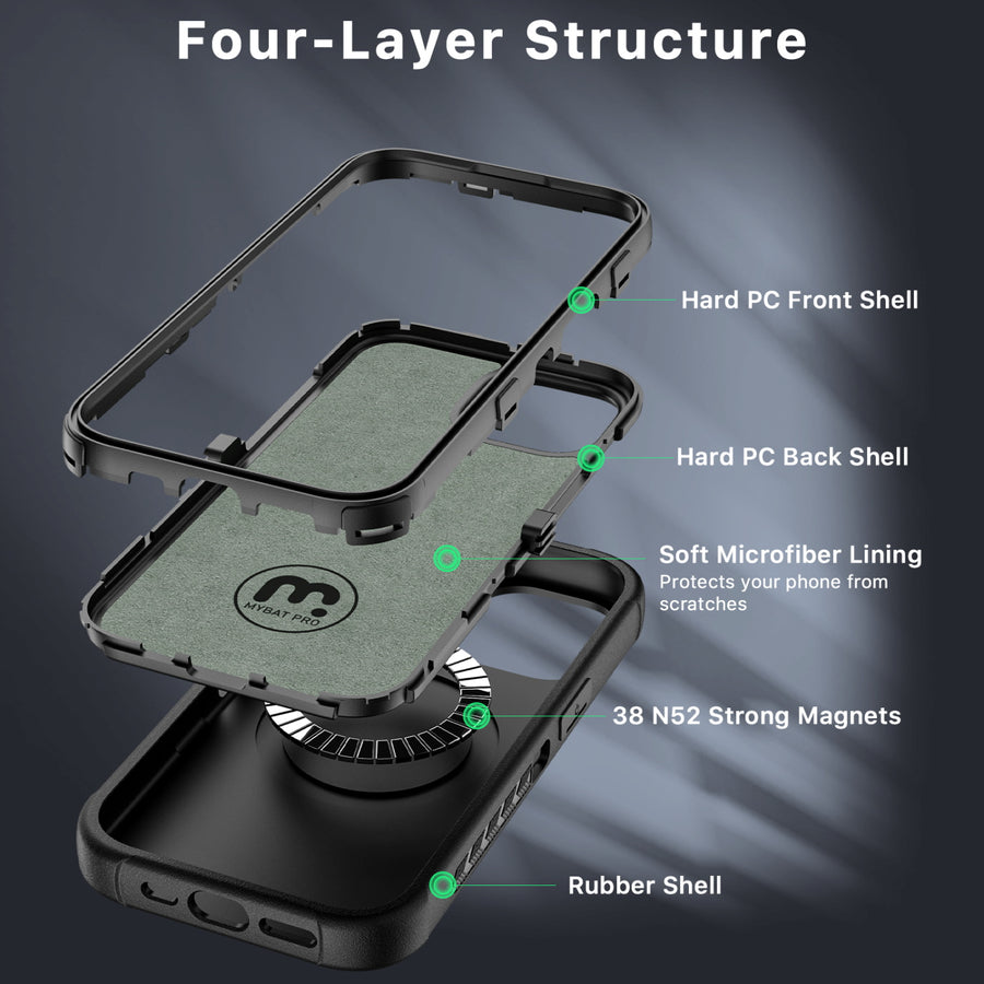 MyBat Pro Maverick Series MagSafe Case w/ Holster and Tempered Glass for Apple iPhone 15 - Black - RIP15CS3NXMS001-5.jpg