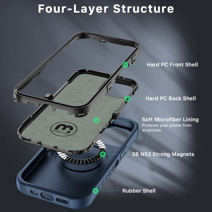 MyBat Pro Maverick Series MagSafe Case w/ Holster and Tempered Glass for Apple iPhone 15 Plus - Blue - RIP15MCS3NXMS002-4.JPG