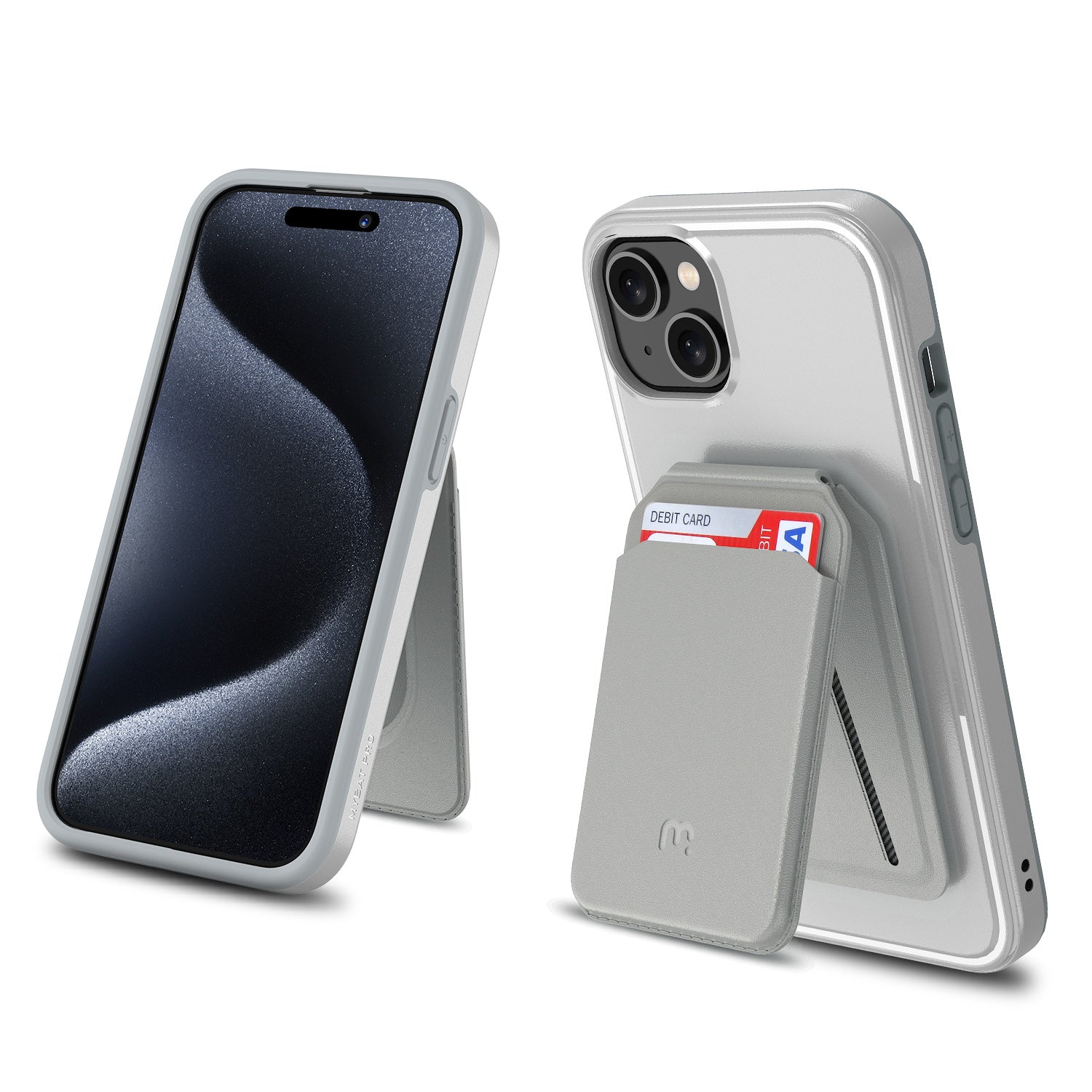 MyBat Pro Fuse Series Case Bundle + MagStash Wallet Folio for Apple iPhone 15 Plus - White  / Gray - RIP15MCSD5MS108-CH413-5.jpg