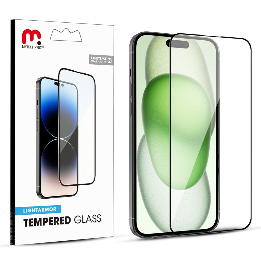 MyBat Pro LightArmor Tempered Glass Screen Protector for Apple iPhone 15 Plus - Black