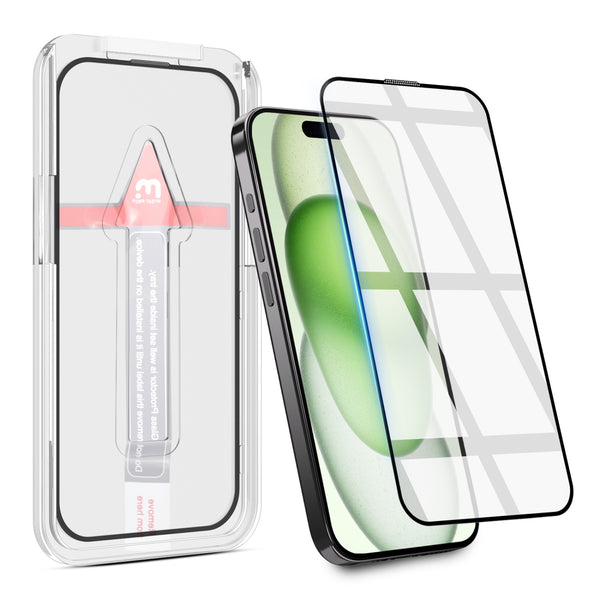 MyBat Pro QuickGuard Tempered Glass Screen Protector w/ Installation Tray for Apple iPhone 15 Plus - Black - RIP15MSCF131-2.jpg
