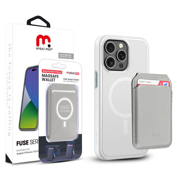 MyBat Pro Fuse Series Case Bundle + MagStash Wallet Folio for Apple iPhone 15 Pro - White  / Gray - RIP15PCSD5MS108-CH413-1.jpg